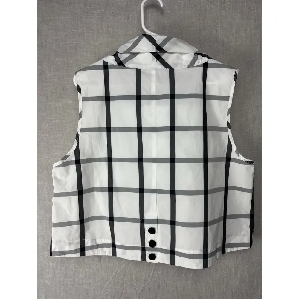 Liv by Habitat Sleeveless Top L Gray & White Plaids